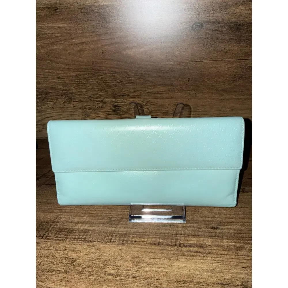 Gucci Jackie GG Embossed Long Wallet Rare Mint Green Gold Hardware with box - Picture 10 of 12